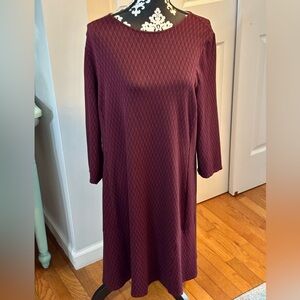 J.JILL Ponte Stretch Diamond Geo Printed Casual Red Dress Size XL Front Seams